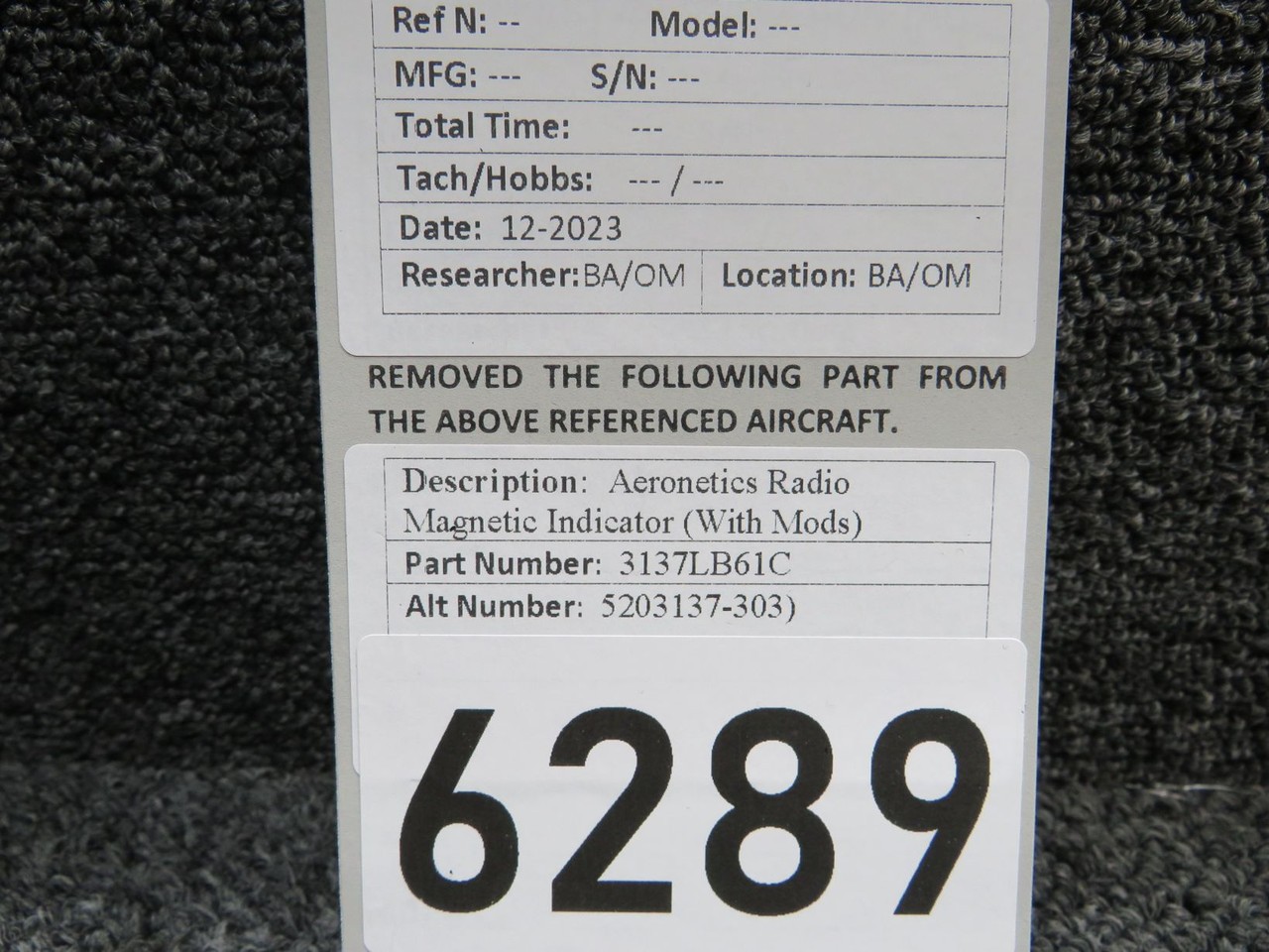 3137LB61C (Alt: 5203137-303) Aeronetics Radio Magnetic Indicator w Mods