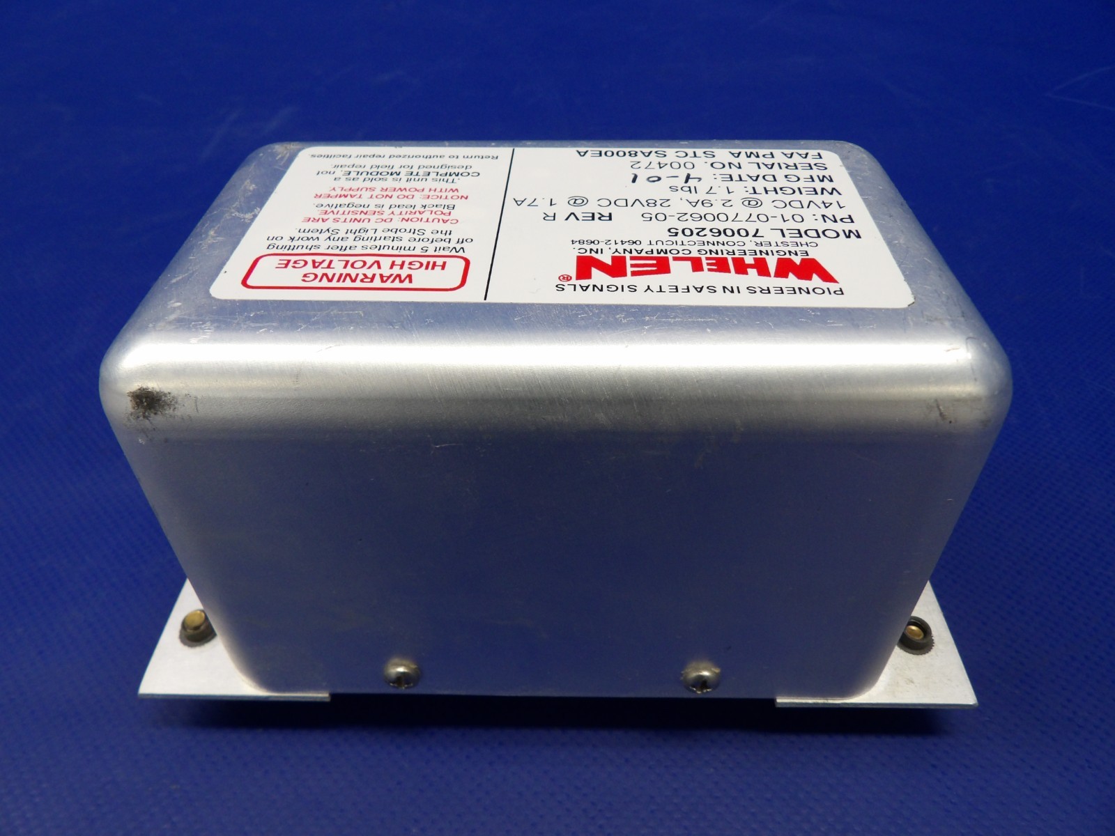 Diamond DA-40 Whelen Power Supply 14/28V P/N 01-0770062-05 TESTED (0626-1314)
