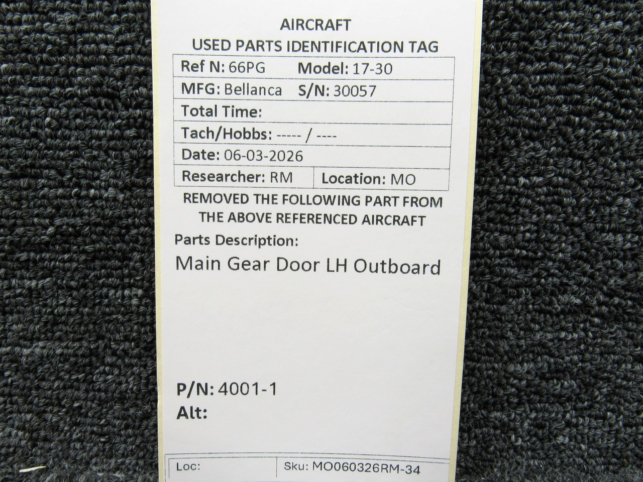 4001-1 Bellanca Main Gear Door LH Outboard