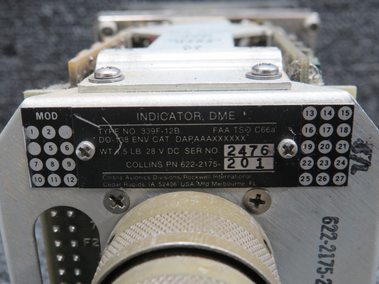 622-2175-201 Collins Avionics 339F-12B DME Indicator w Modifications (Volts: 28)