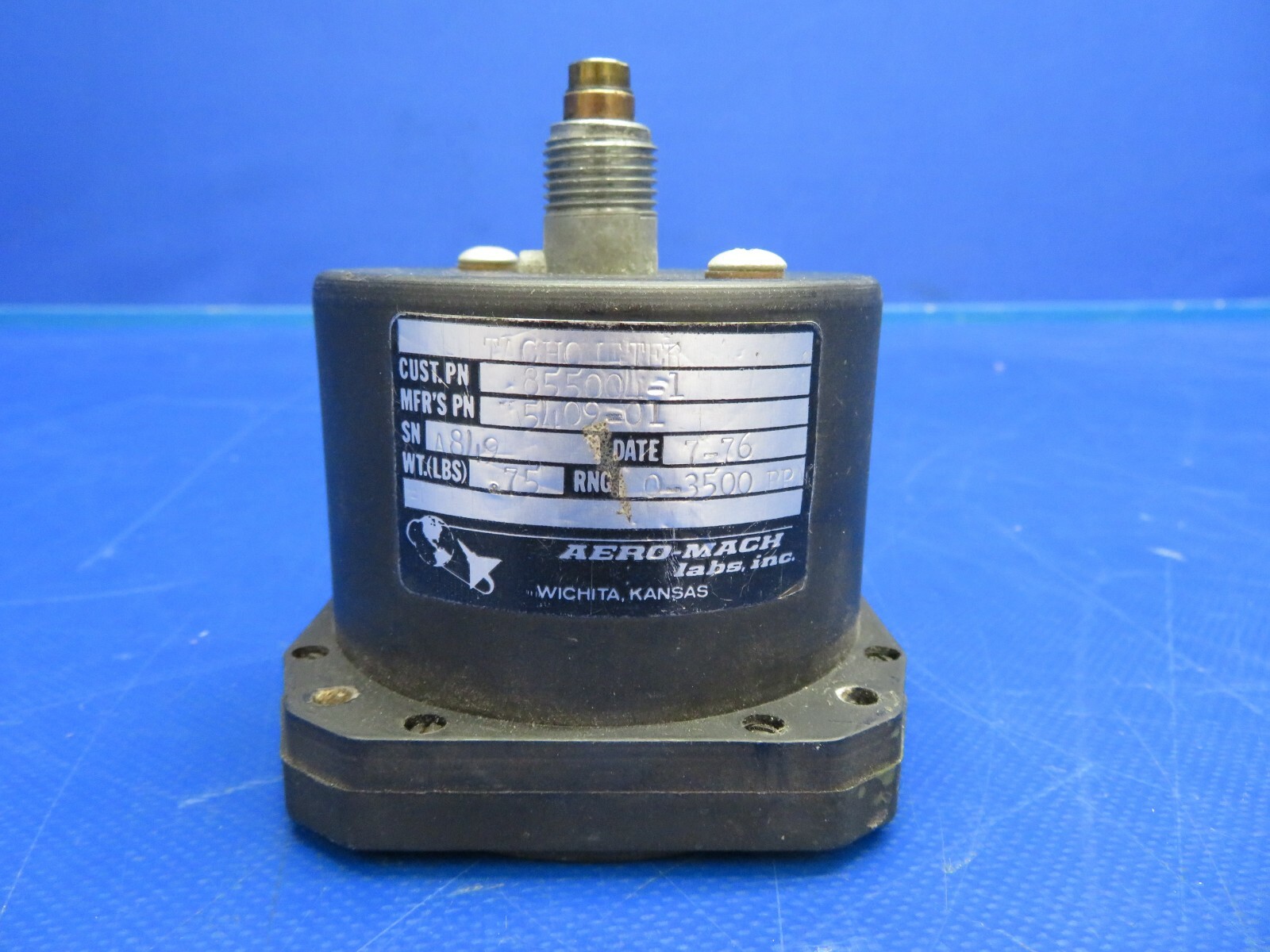 Aero-Mach Tachometer 855004-1, 5409-01 30 Day Warranty (0720-471)