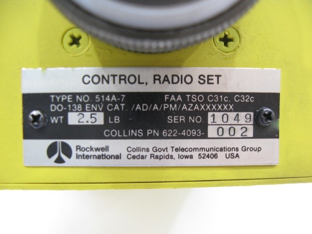 Collins 514A-7 Radio Set Control – PN: 622-4093-002