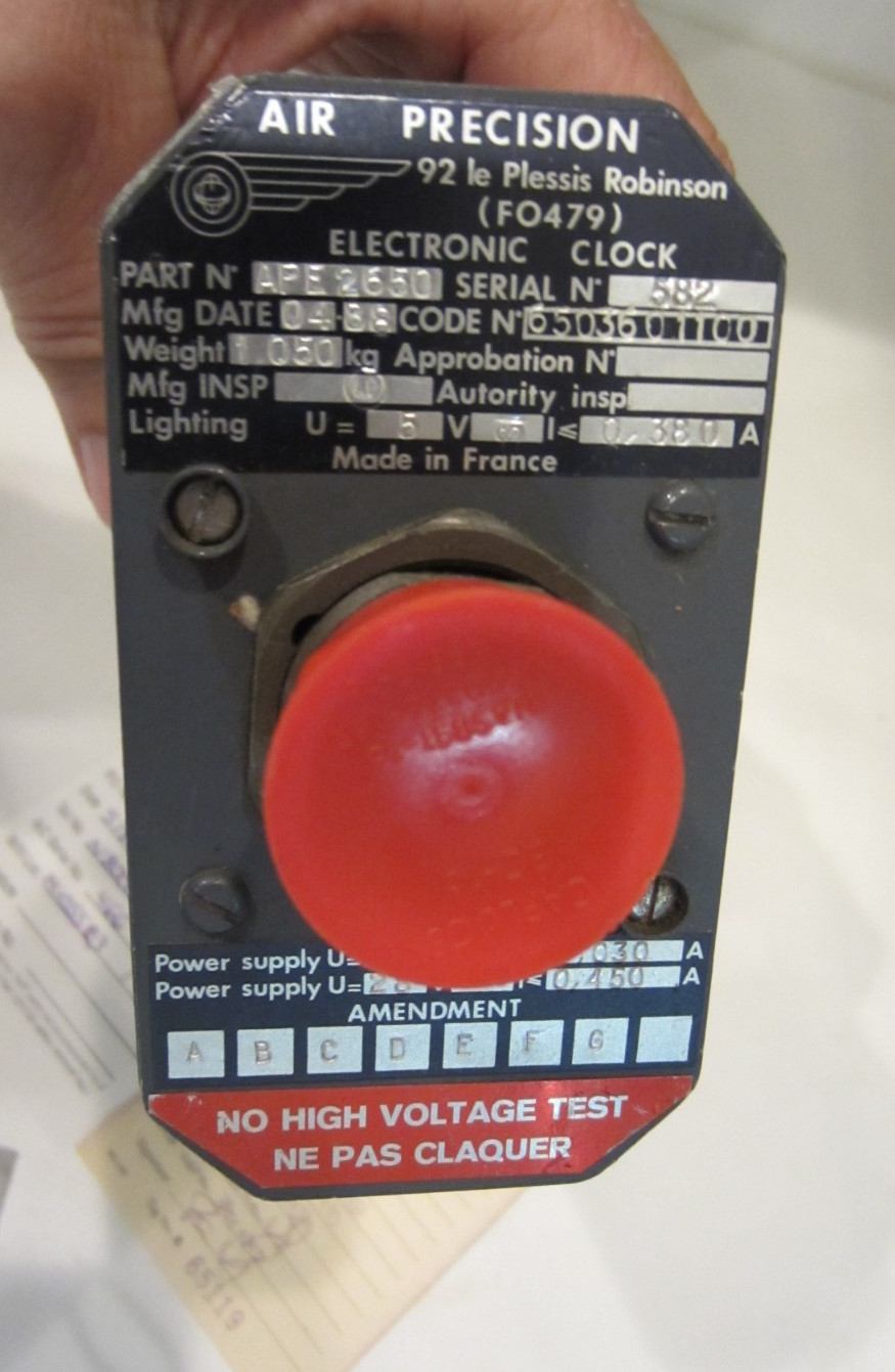 AIRBUS A300 ELECTRONIC CLOCK AS REMOVED AMERICAN AIRLINES N80058 AIR PRECISION