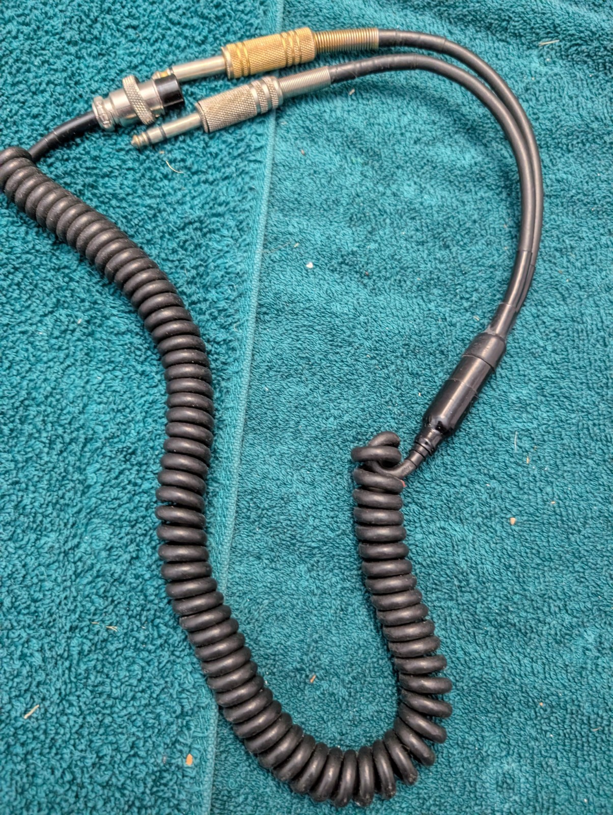 Aircraft Aviation Headset Adapter Cable Coiled 4-Pin Female Dual 1/4″ Untested