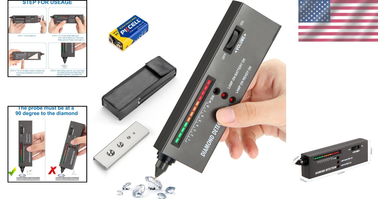 High Accuracy Gold Silver Kit Diamond Tester Precious Metal Testing Kit New