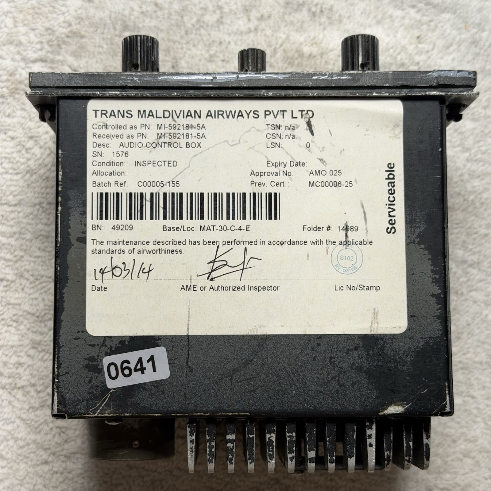 RCA AVA-310 Audio System Panel C-50B MI-592181-5A