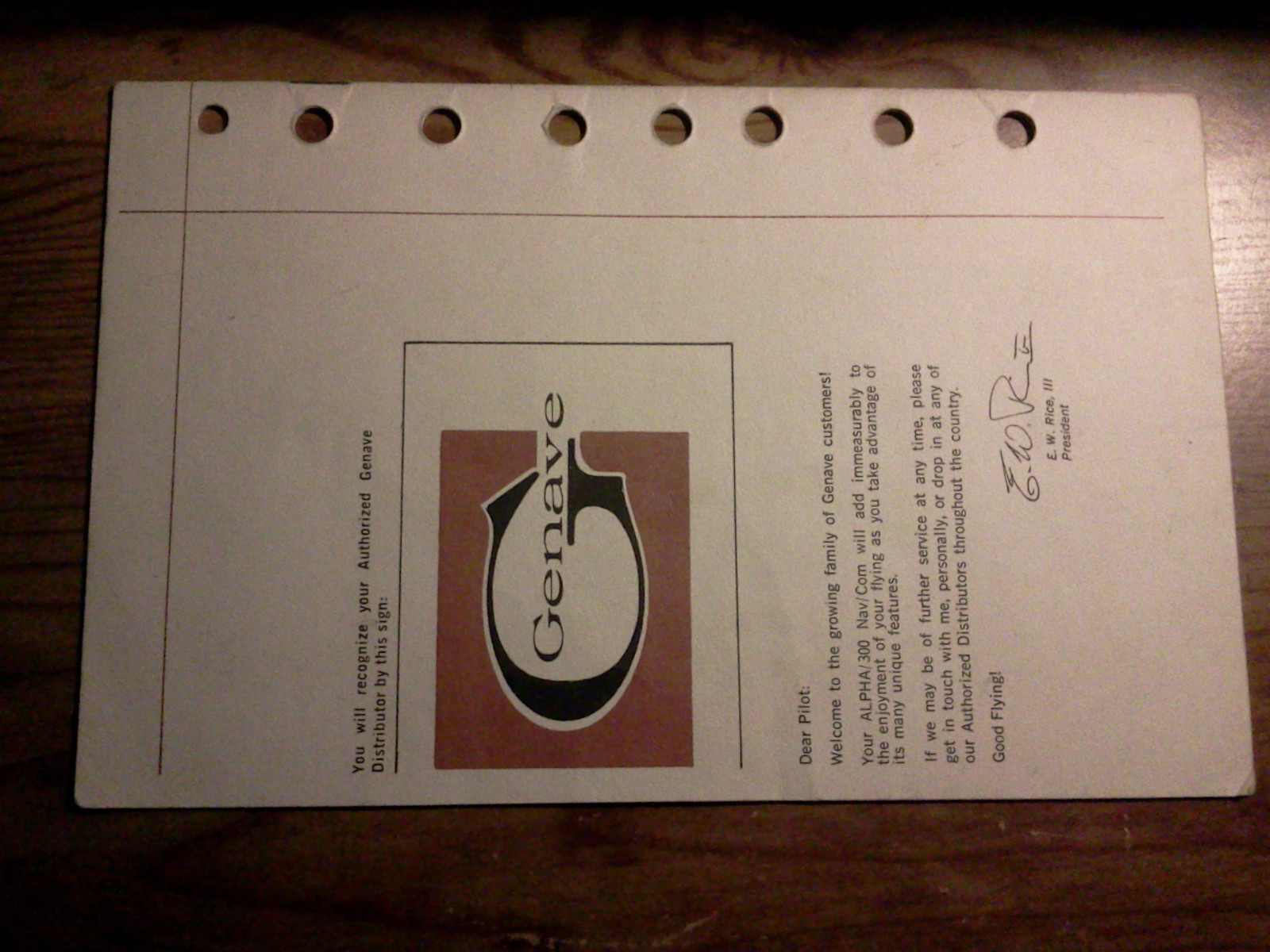 Used Genave Alpha/300 Nav/Com Pilot information manual