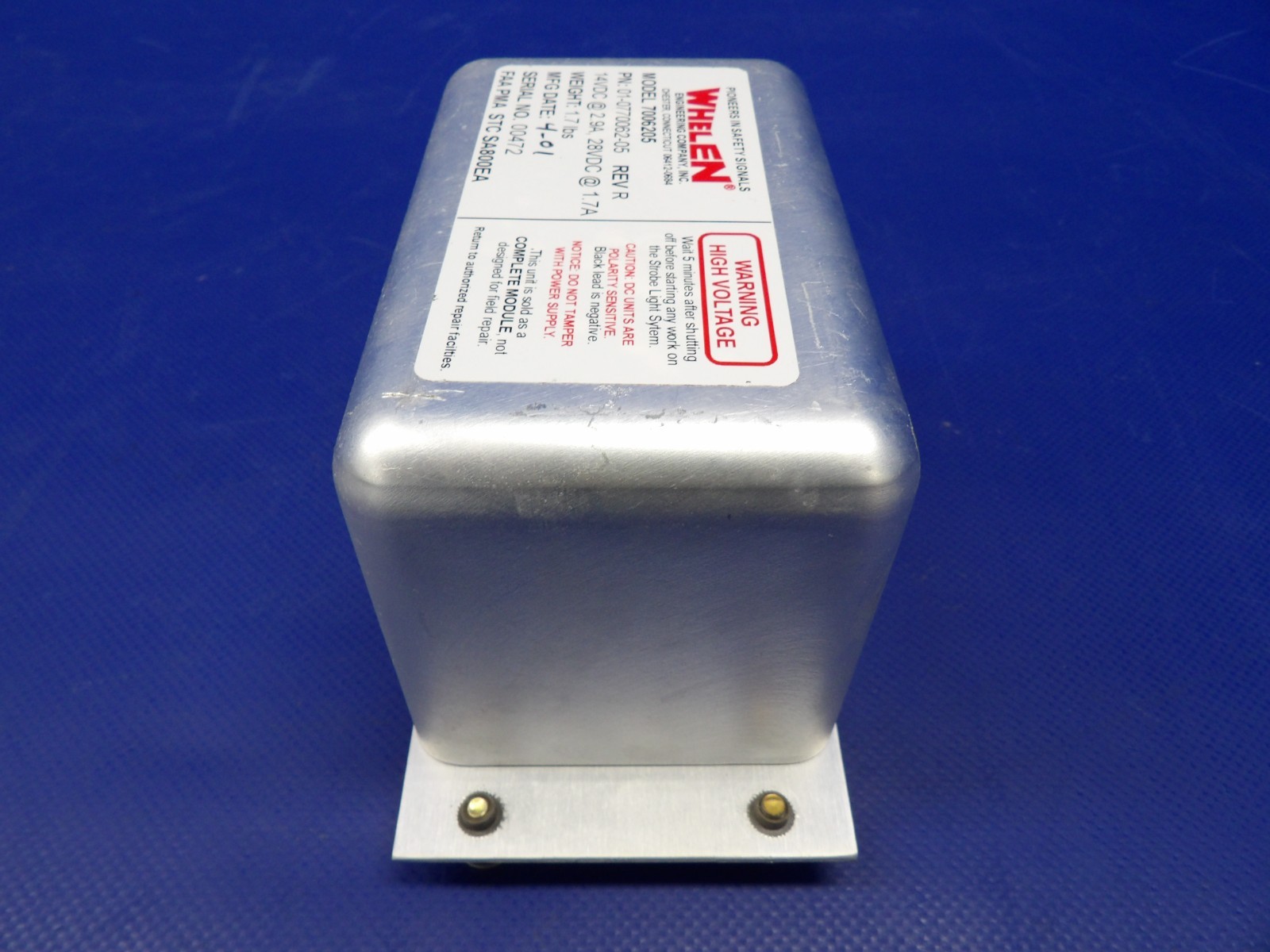 Diamond DA-40 Whelen Power Supply 14/28V P/N 01-0770062-05 TESTED (0626-1314)