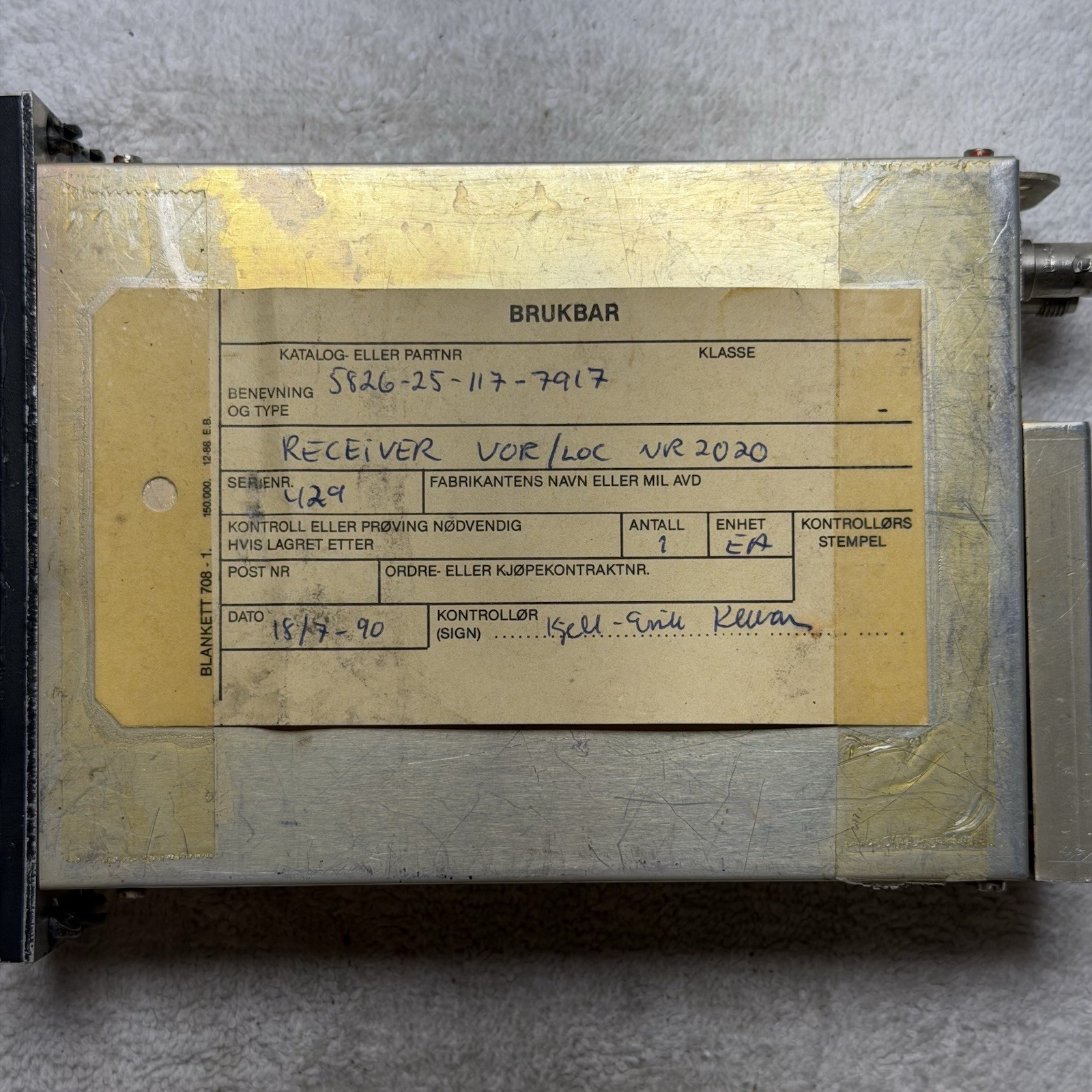 Becker Navigation Receiver VOR/LOC NR2020 5826-25-117-7917