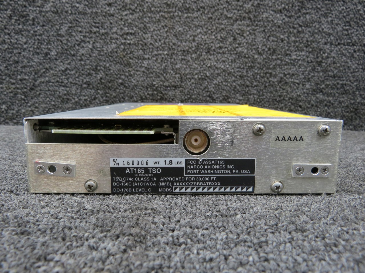 036090308 Narco AT165 ATC Transponder with Tray and Manuals