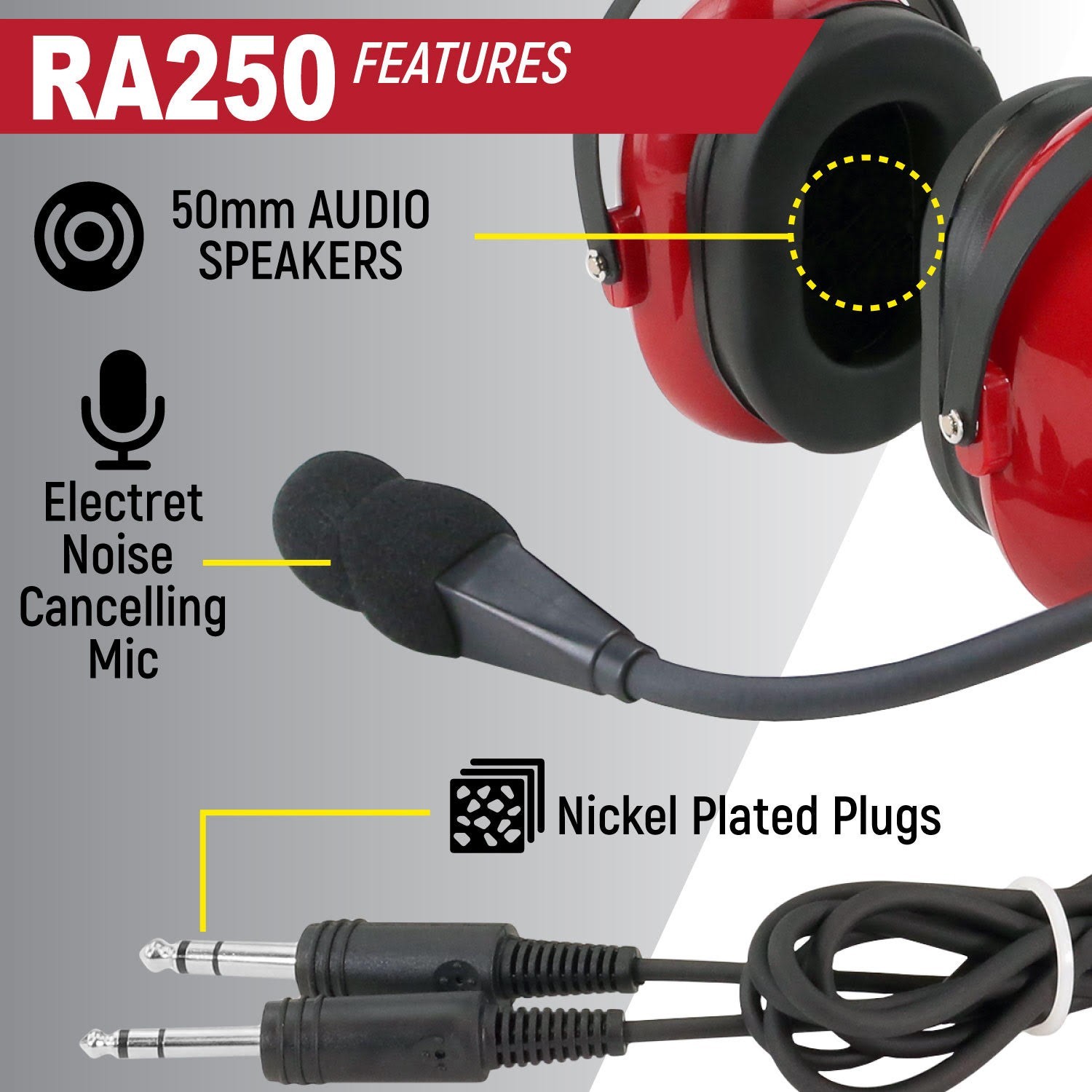 Rugged Air Youth Child Size General Aviation GA Headset MP3 Input Communications