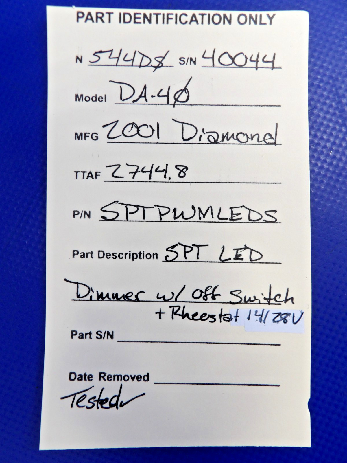 Diamond LED Dimmer w Off Switch & Rheostat 14/28V SPTPWMLEDS TESTED (0626-1422)
