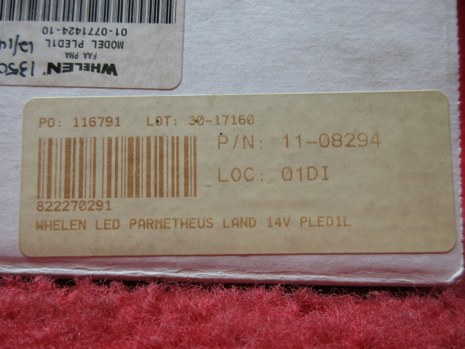 Whelen PLED1L Parmetheus Landing Light 14V PN 01-0771424-10, 11-08294