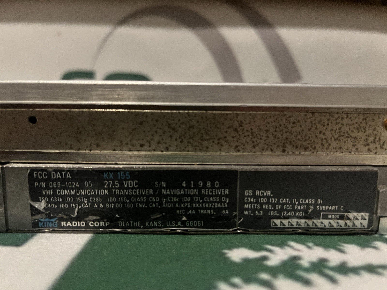 Bendix King KX 155 Nav/Com Glideslope 28 Volt 069-1024-35 – Repaired W 8130