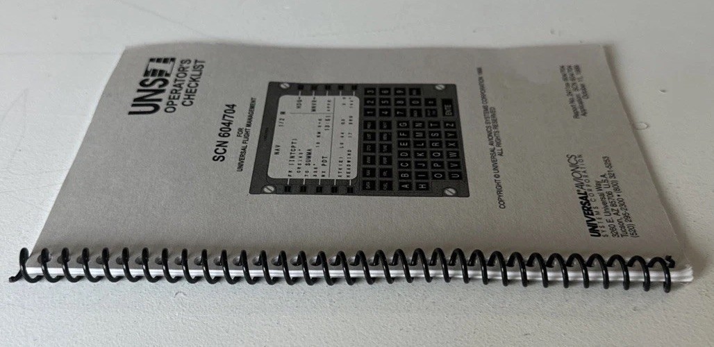 UNS-1 OPERATOR’S CHECKLIST SCN 604/704 for Universal Flight Management