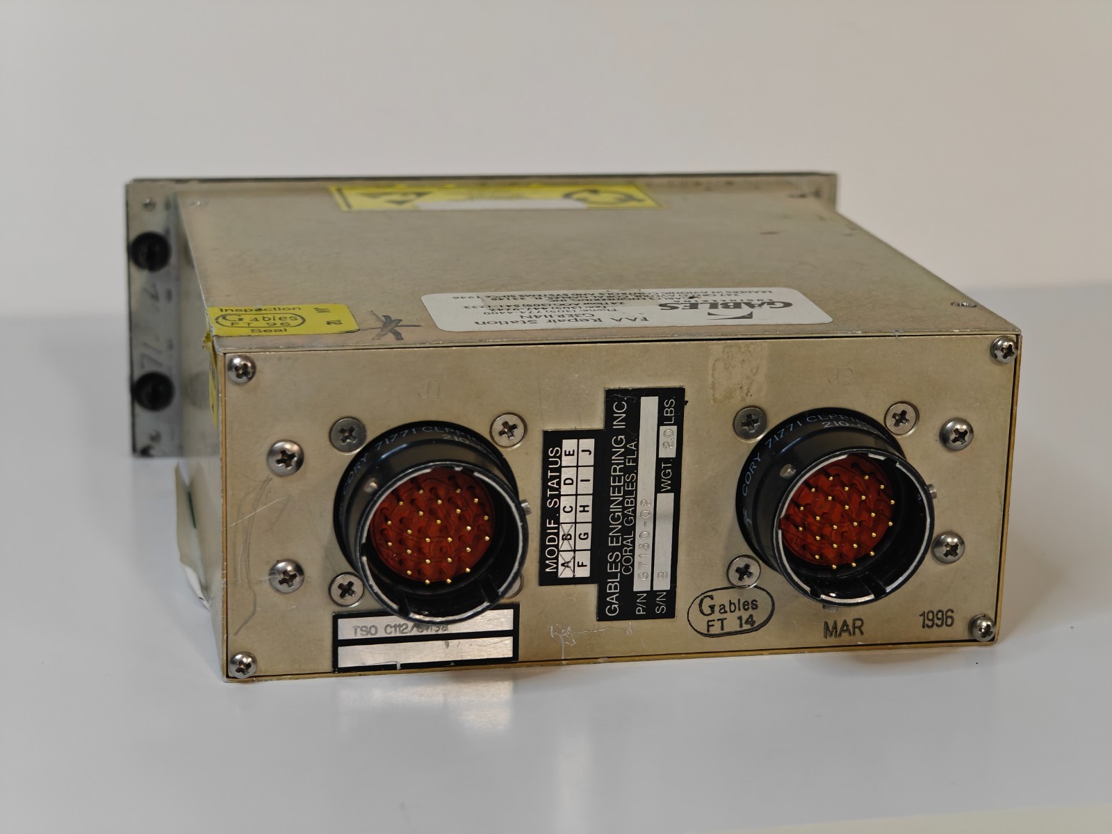 Gables G7130-02 XPDR/TCAS Control Head – AS REMOVED