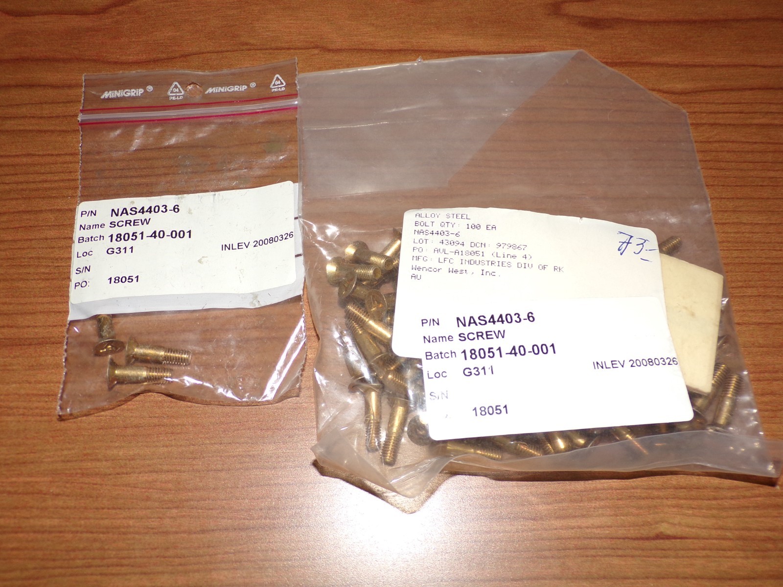 Aircraft Alloy Steel Screws NAS4403-6 (Sale for 73)