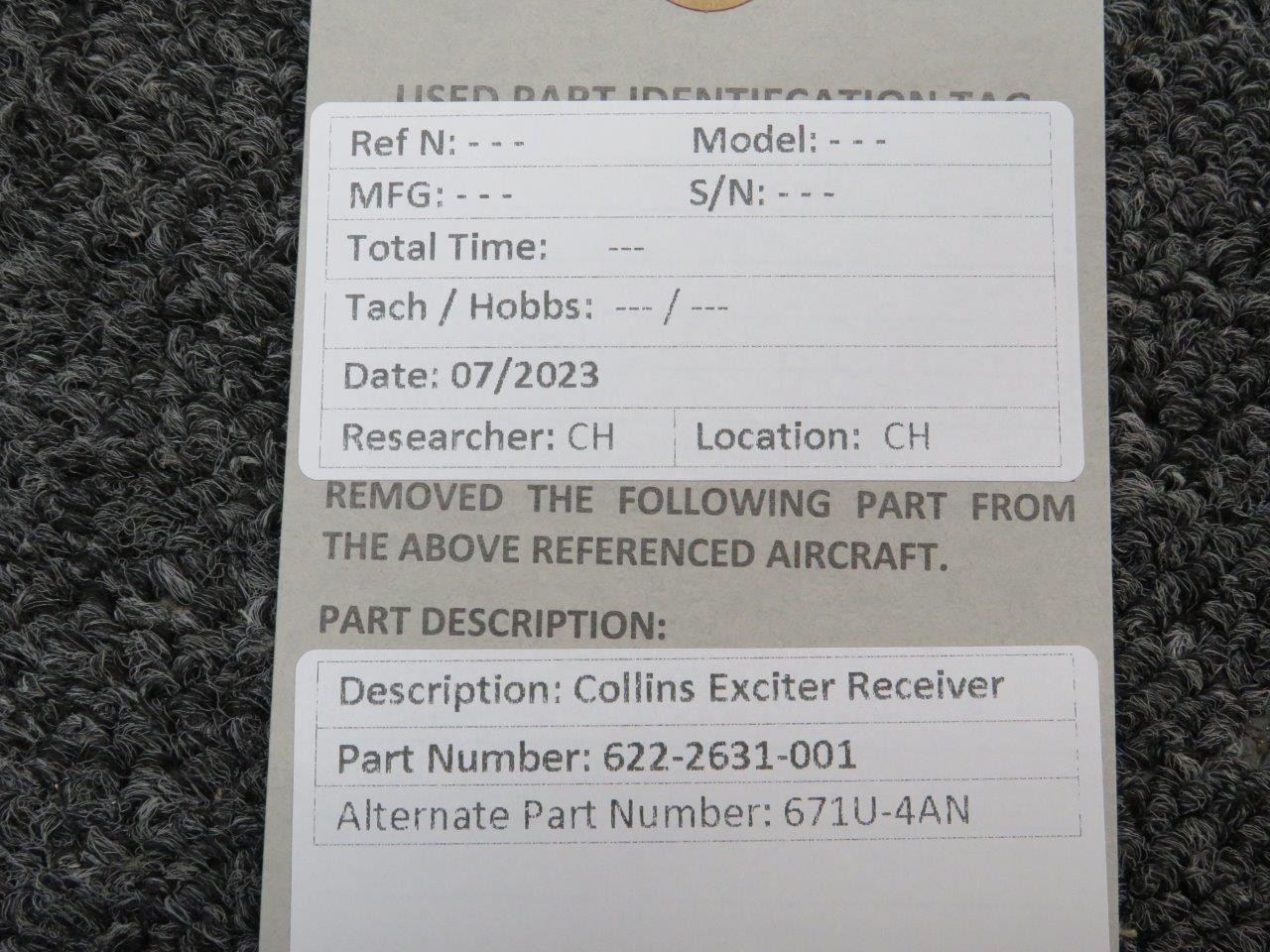 622-2631-001 Collins 671U-4AN Exciter Receiver