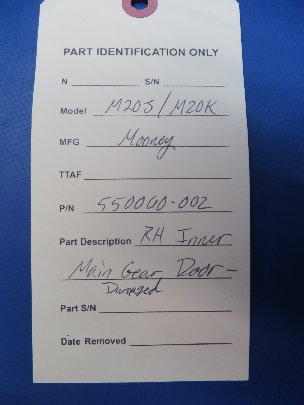 Mooney M20J/M20K RH Inner Main Gear Door P/N 550060-002 (0126-191)
