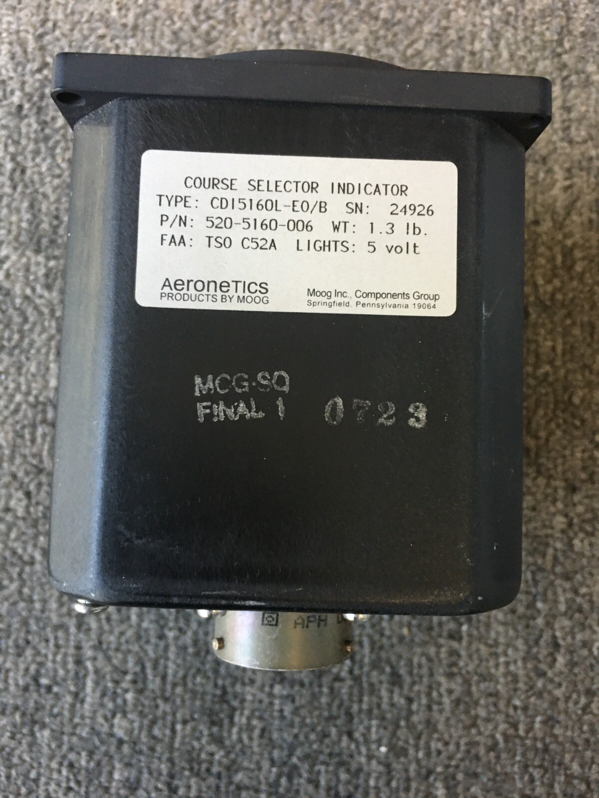 Aeronetics COURSE SELECTOR P/N: 520-5160-006 -30 DAY WARRANTY