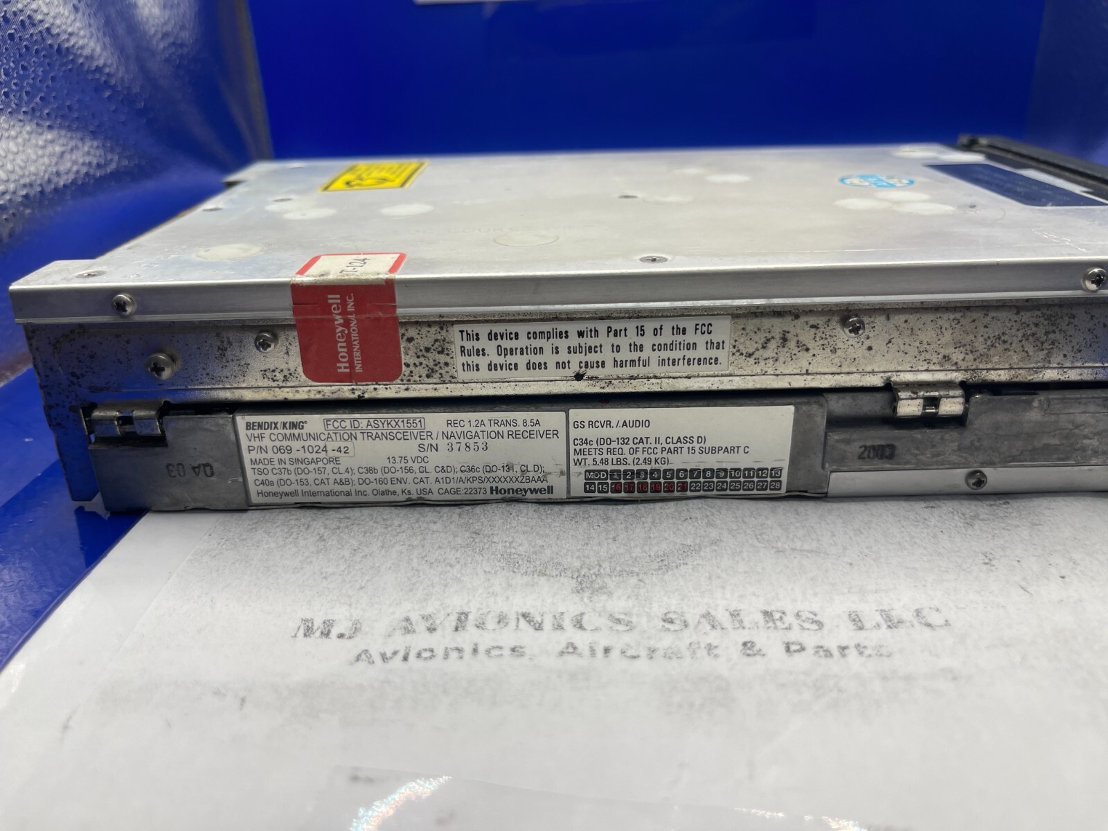 BENDIX/KING KX 155 P/N 069-1024-42 14VDC WITH GLIDE/SLOPE WITH FAA FORM 8130-3