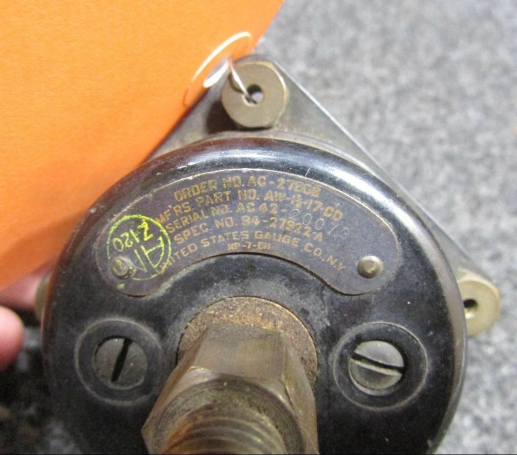 AW-1 7/8-17-0 US Gauge Hyd. Pressure Indicator