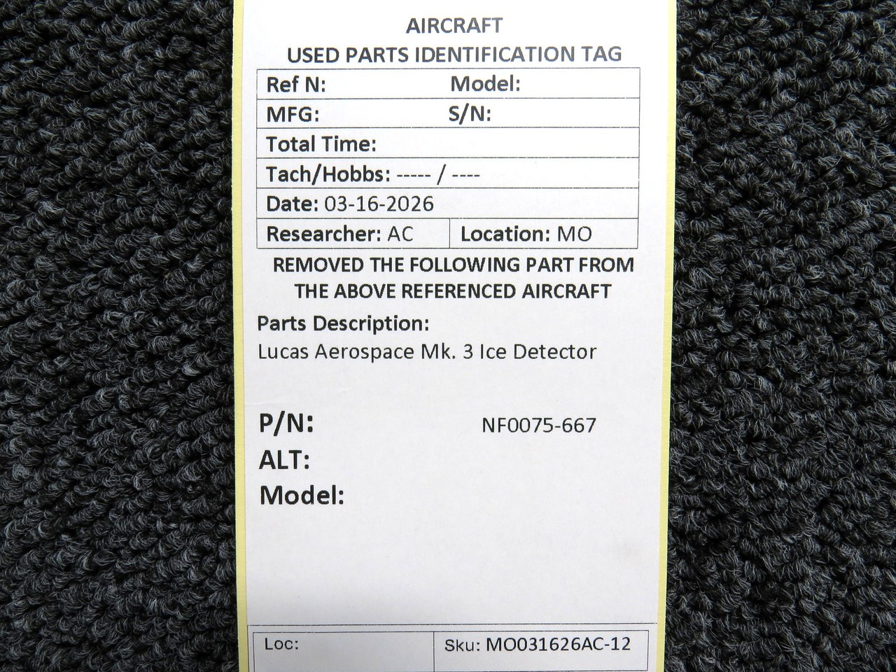 NF0075-667 Lucas Aerospace Mk. 3 Ice Detector