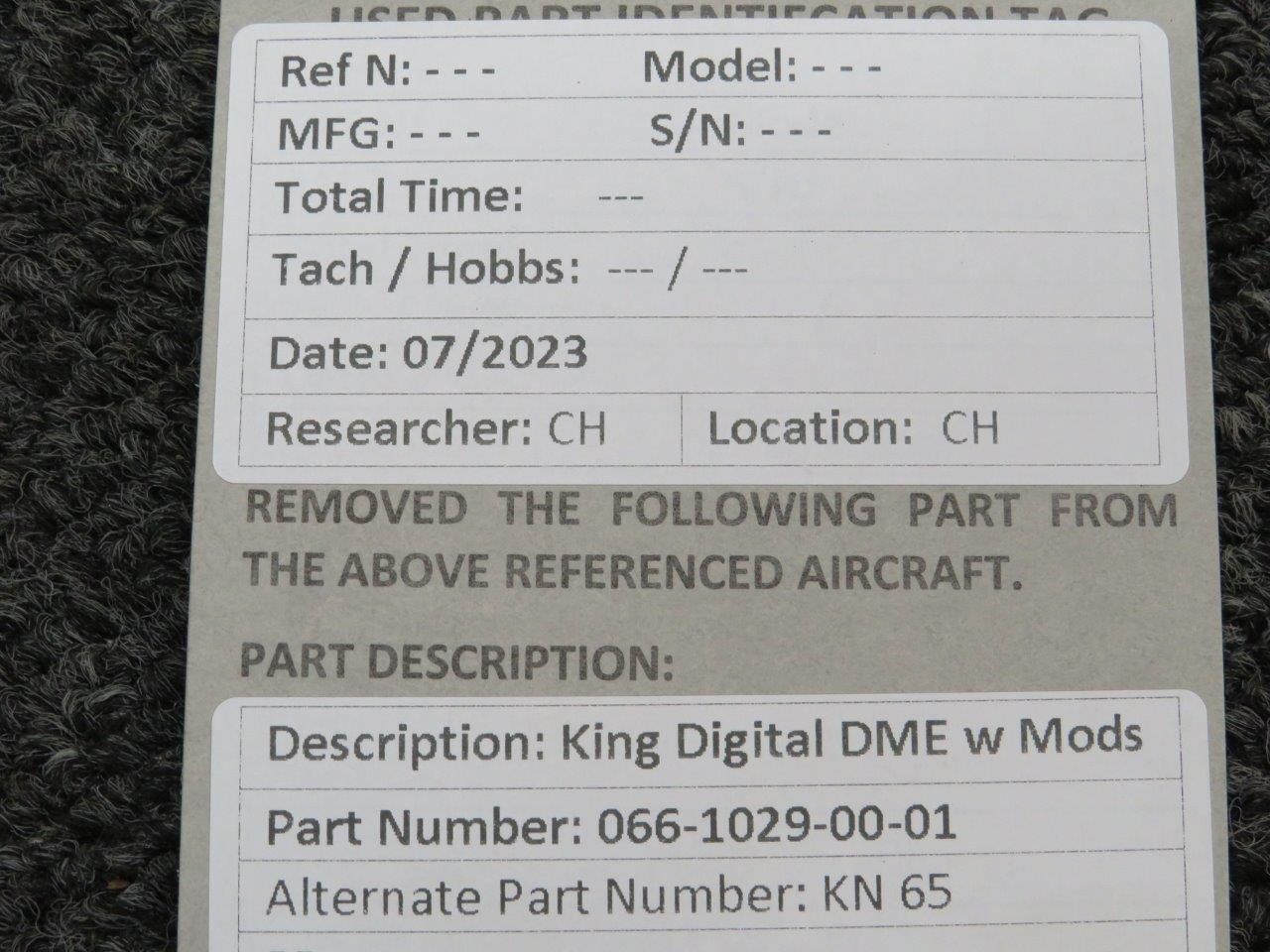 066-1029-00-01 King Radio KN-65 Digital DME with Modifications (14 or 28V)