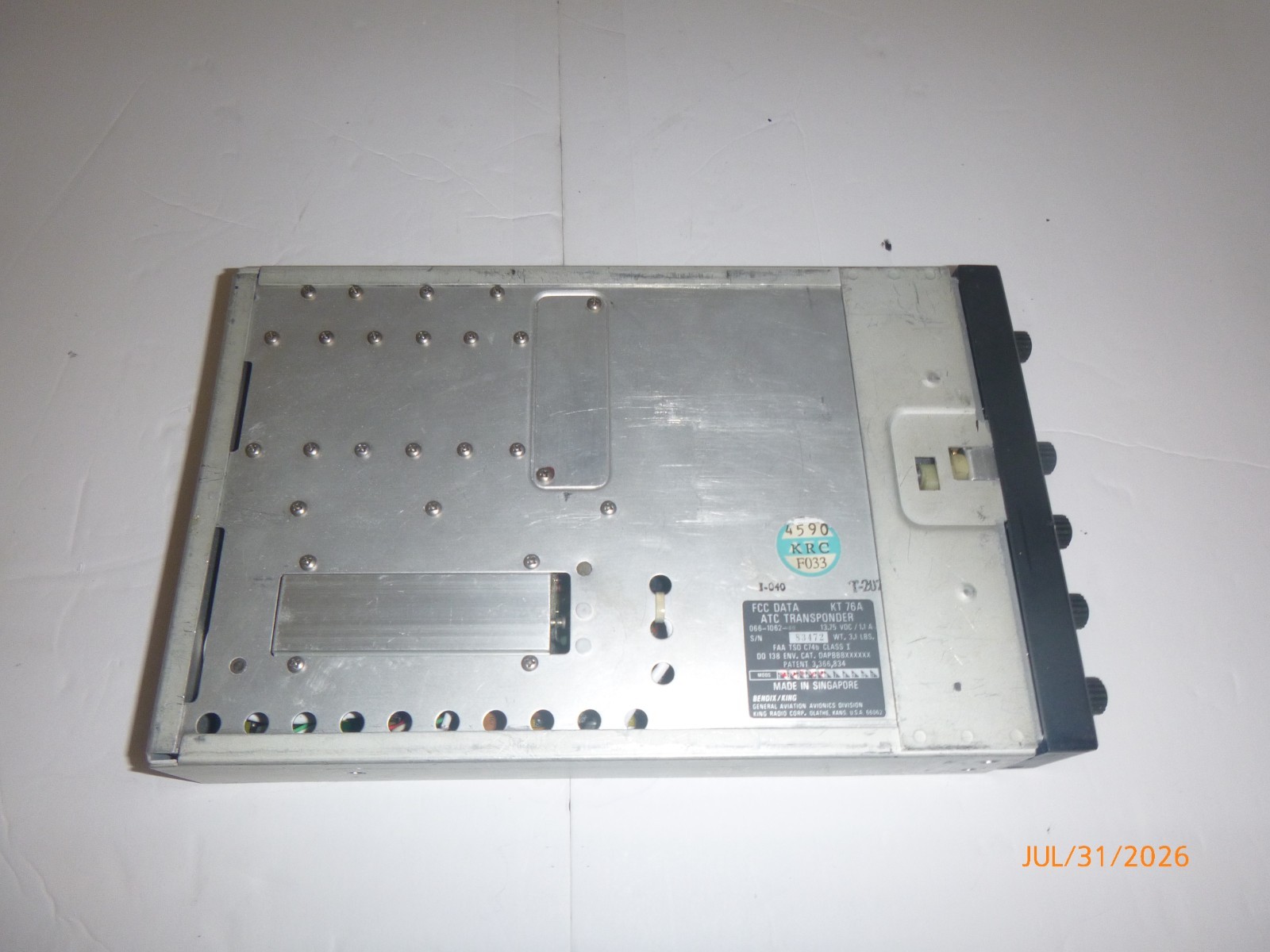 Bendix King KT 76A Transponder 14V – Includes Chassis – Free Shipping