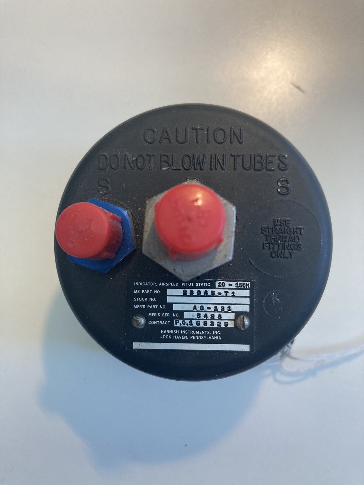 Aerosonic MS 28045T1 Airspeed Indicator PN AC-131, 60 Day Warranty