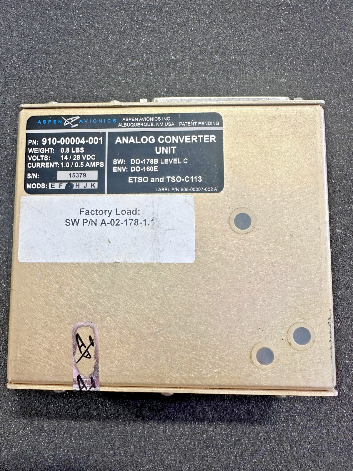 ASPEN EFD 1000 w/ EA100 Adapter, ACU, Alt PreSelect, Config Mod, & Connectors