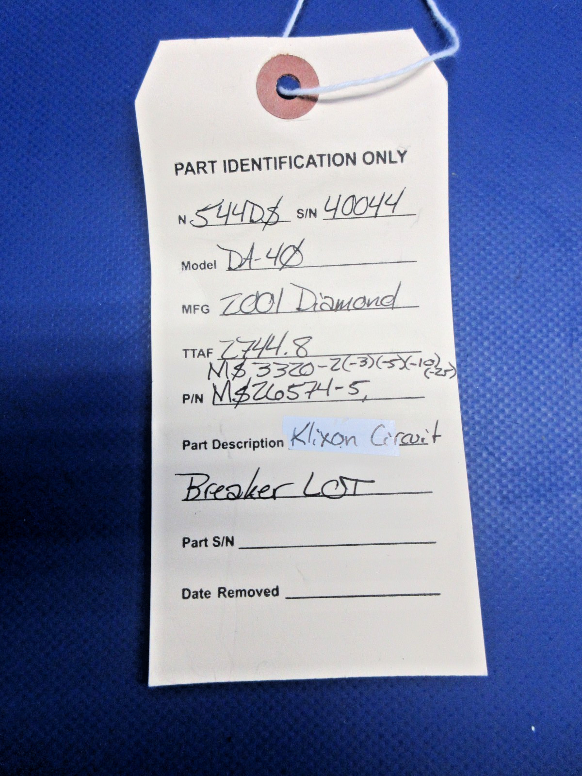 Diamond DA-40 Klixon Circuit Breaker LOT P/N MS26574-5 (0626-839)