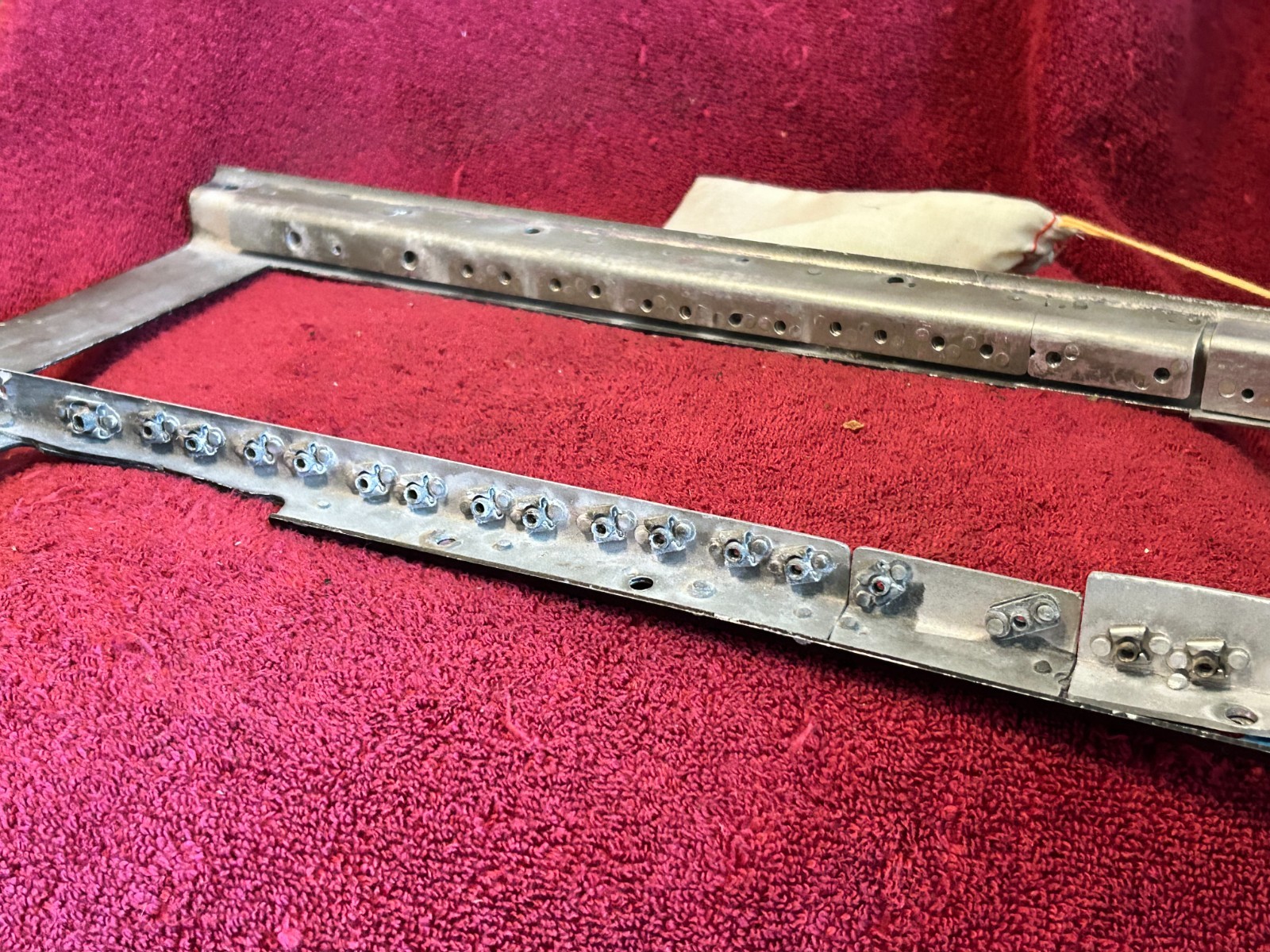 AIRCRAFT AVIONICS PANEL BLACK METAL MEASURES 8 1/4 IN WIDE 17 1/4 IN HEIGHT
