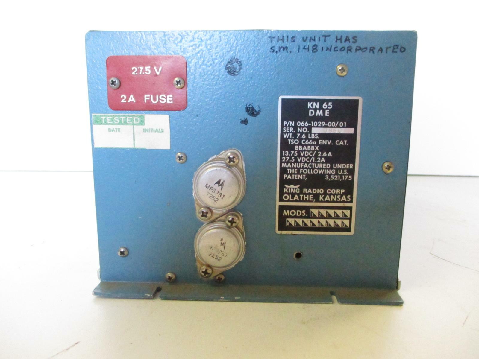 KING RADIO CORP 066-1029-00/01 KN65 DME Tagged “Unservicable” KN-65-A