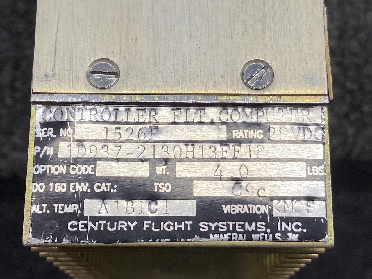 1D937-2130H13FF18 Century 2000 Flight Controller Computer Unit w Tray (28V)