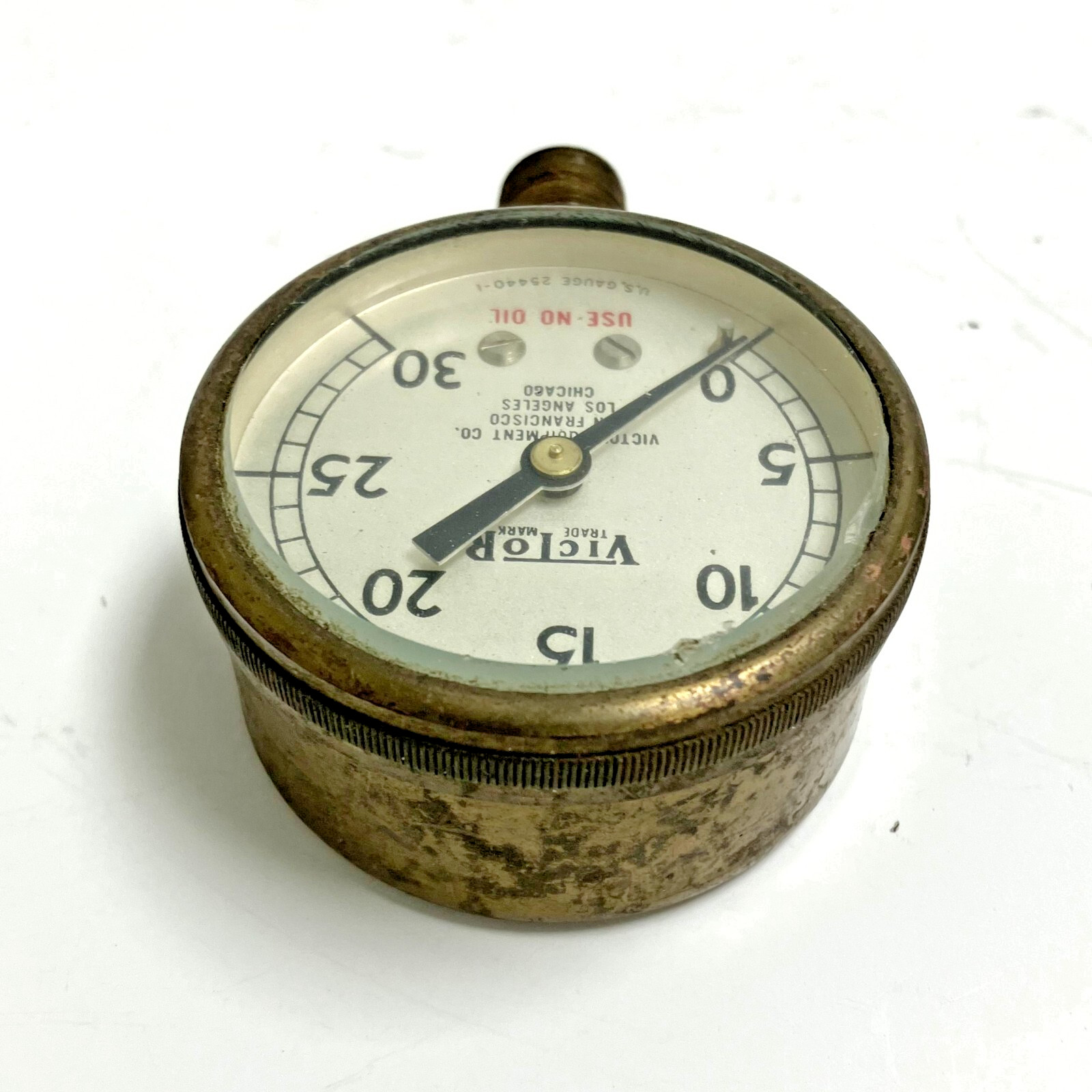 Vintage Victor Equipment U.S. Gauge P/N 25440-1, 0-30 PSI Compressed Gas Gauge