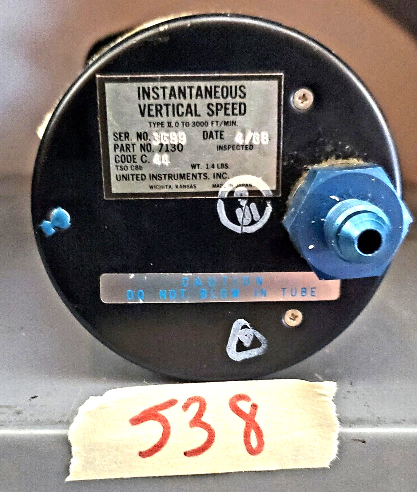 United Instruments 3″ Vertical Speed (IVAS) P/N 7130 (AR)