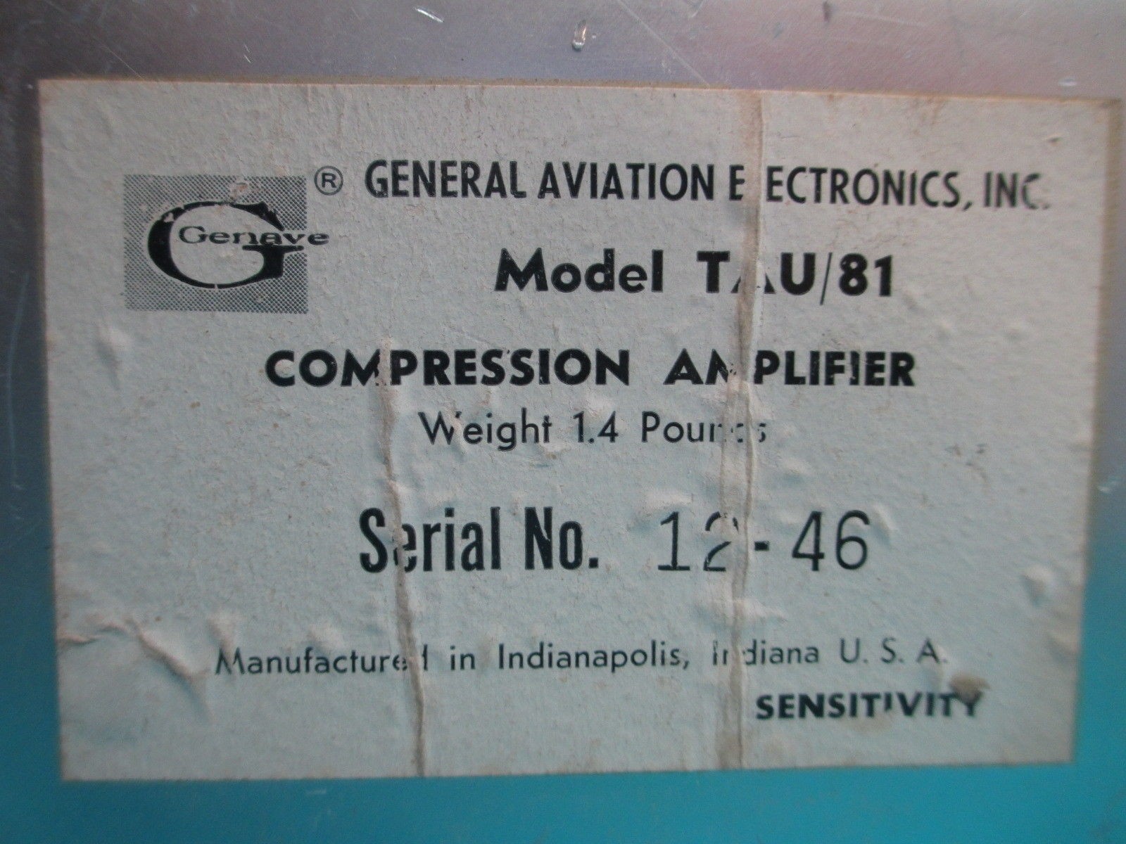 Genave General Aviation Electronics Model TAU/81 Compression Amplifier (12692)