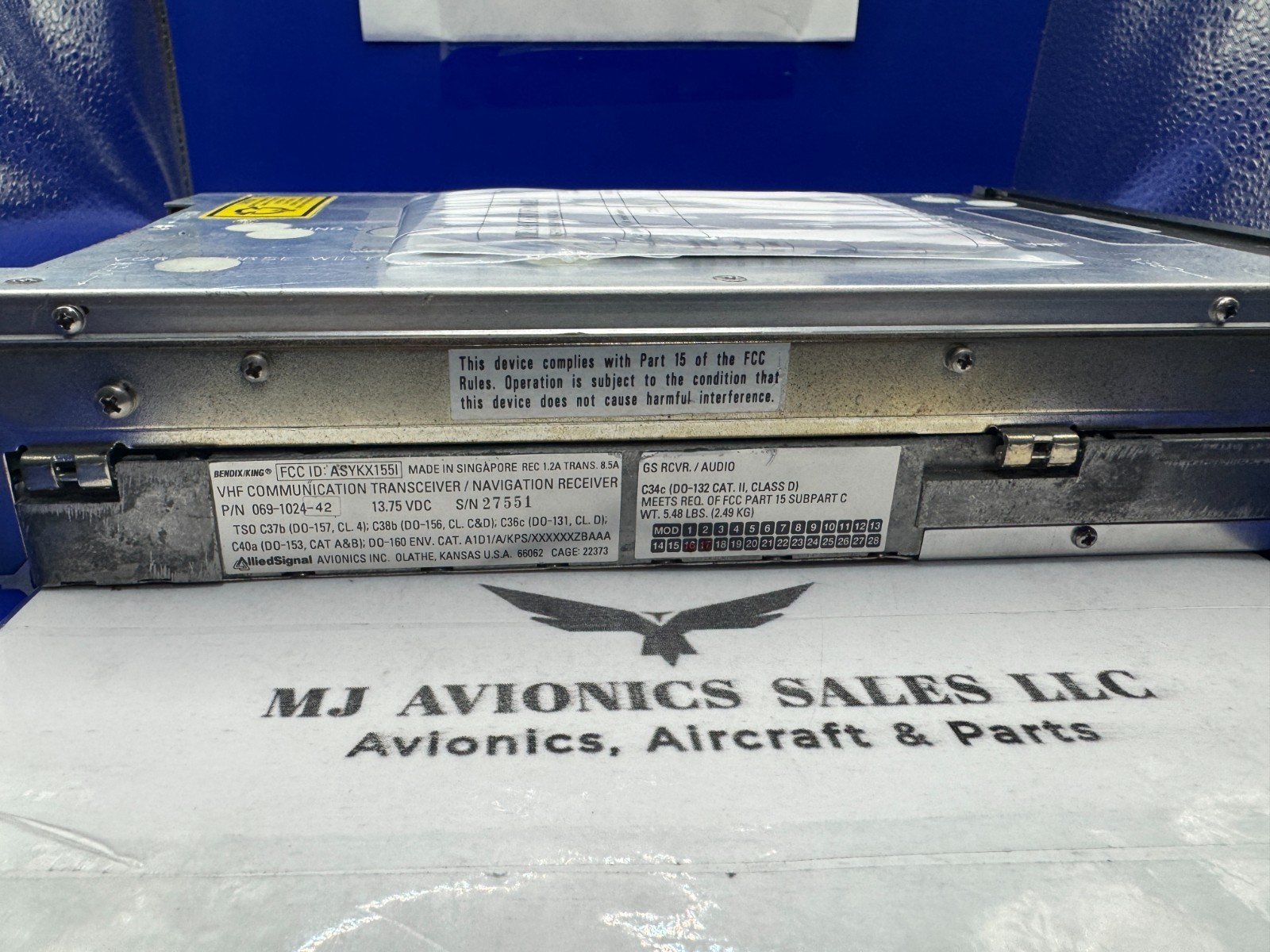 BENDIX/KING KX 155 P/N 069-1024-42 14VDC WITH GLIDE/SLOPE WITH FAA FORM 8130-3