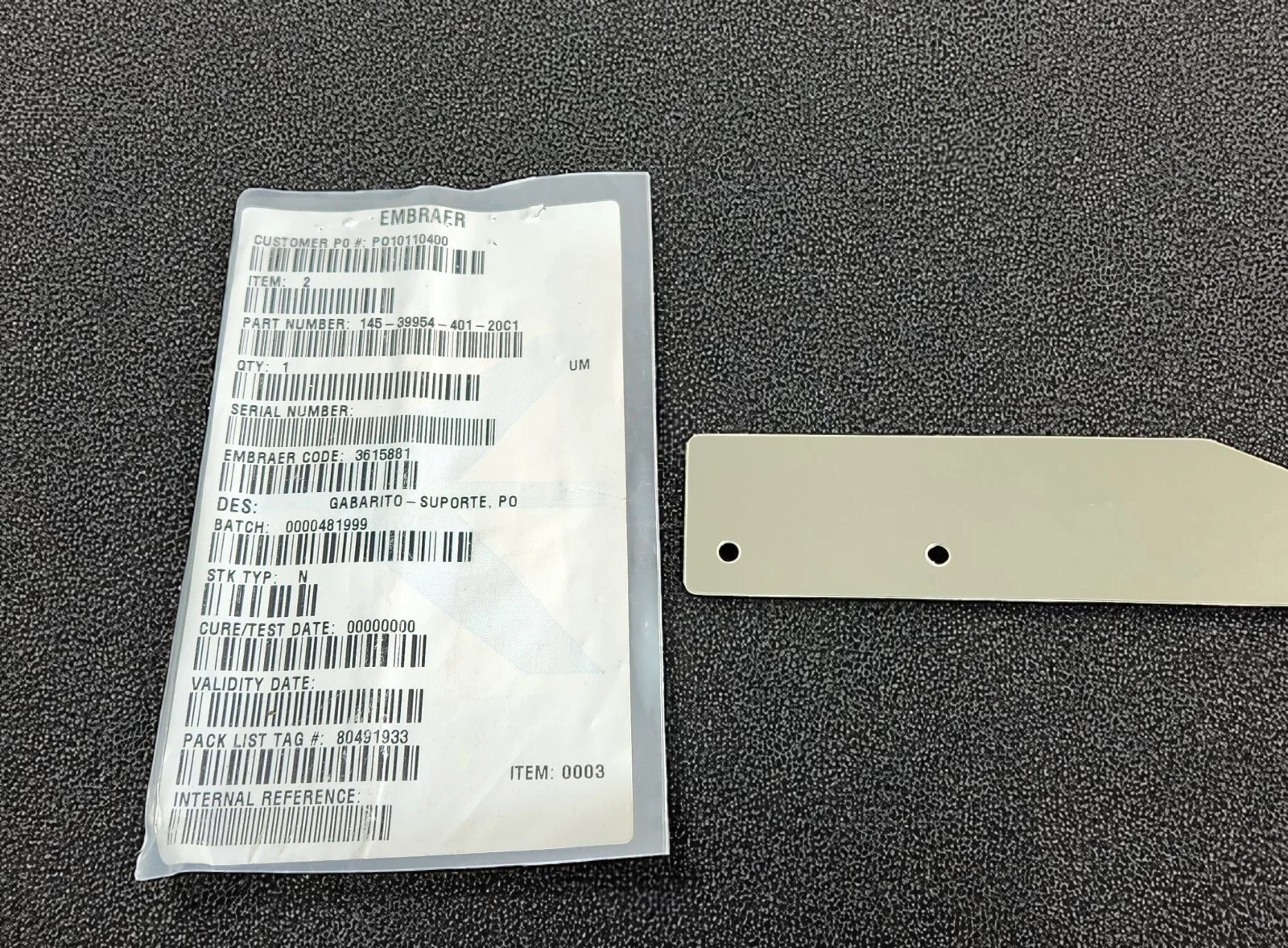 Embraer P/N: 145-39954-401 SUPPORT ASSY