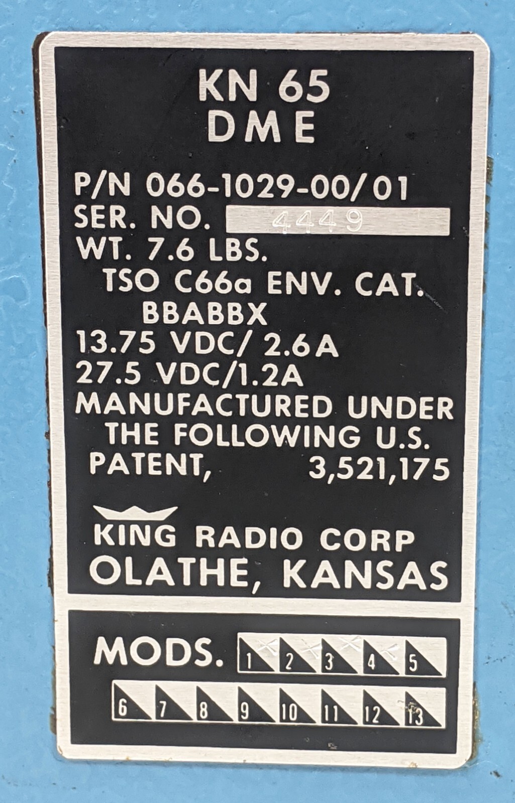KN-65 DME Receiver / King / 066-1029-00/01 / 4449