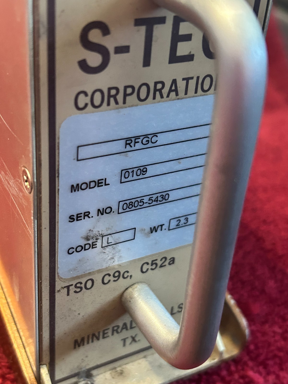 S-TEC 28 VDC AUTOPILOT COMPUTER RFGC P/N 0109 WITH TRAY AND CONNECTOR