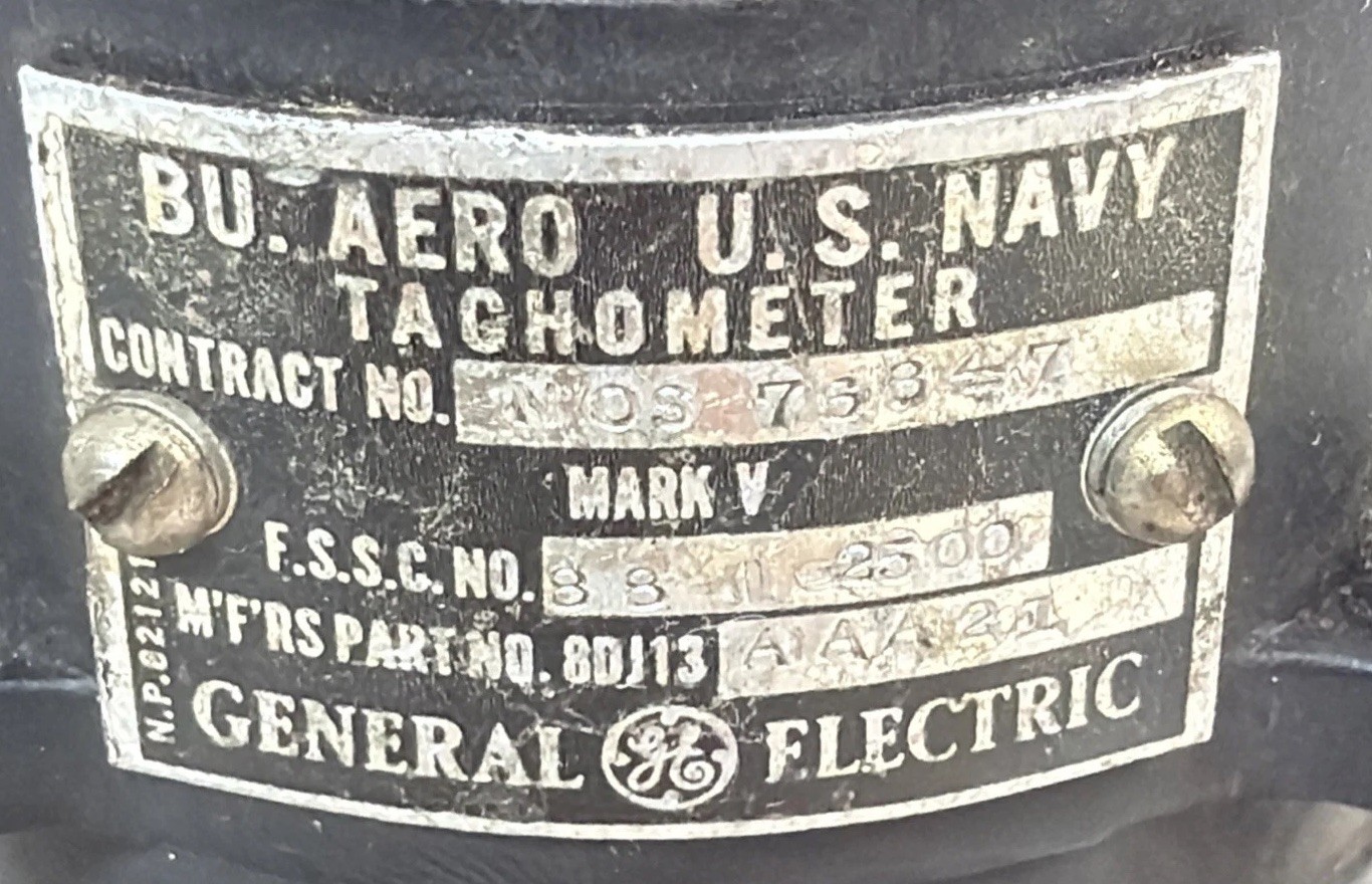 General Electric BU. Aero Us Navy Vintage Tachometer Indicator