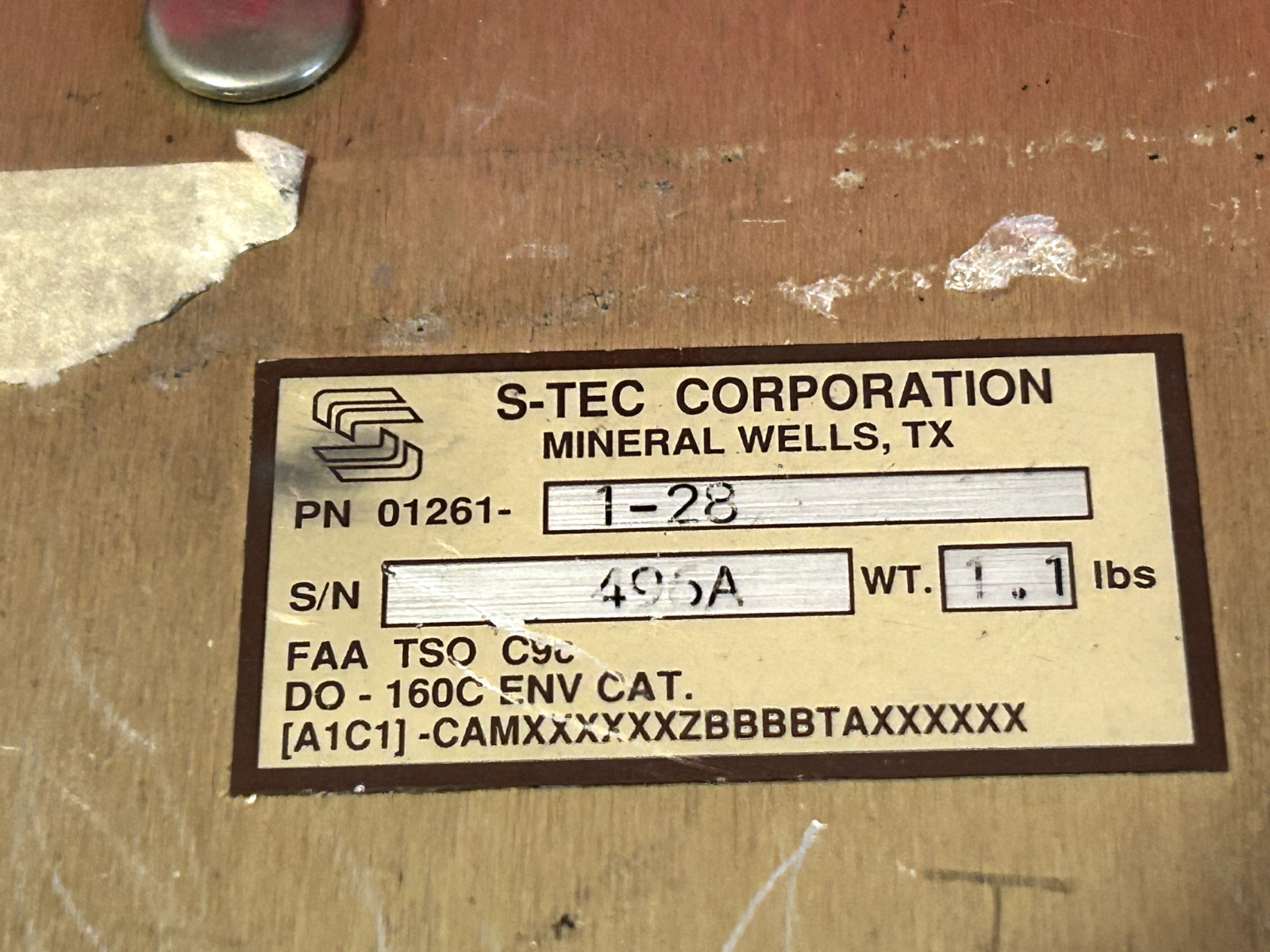S-TEC 28 VDC AUTOPILOT COMPUTER P/N 01261-1-28 WITH CONNECTOR