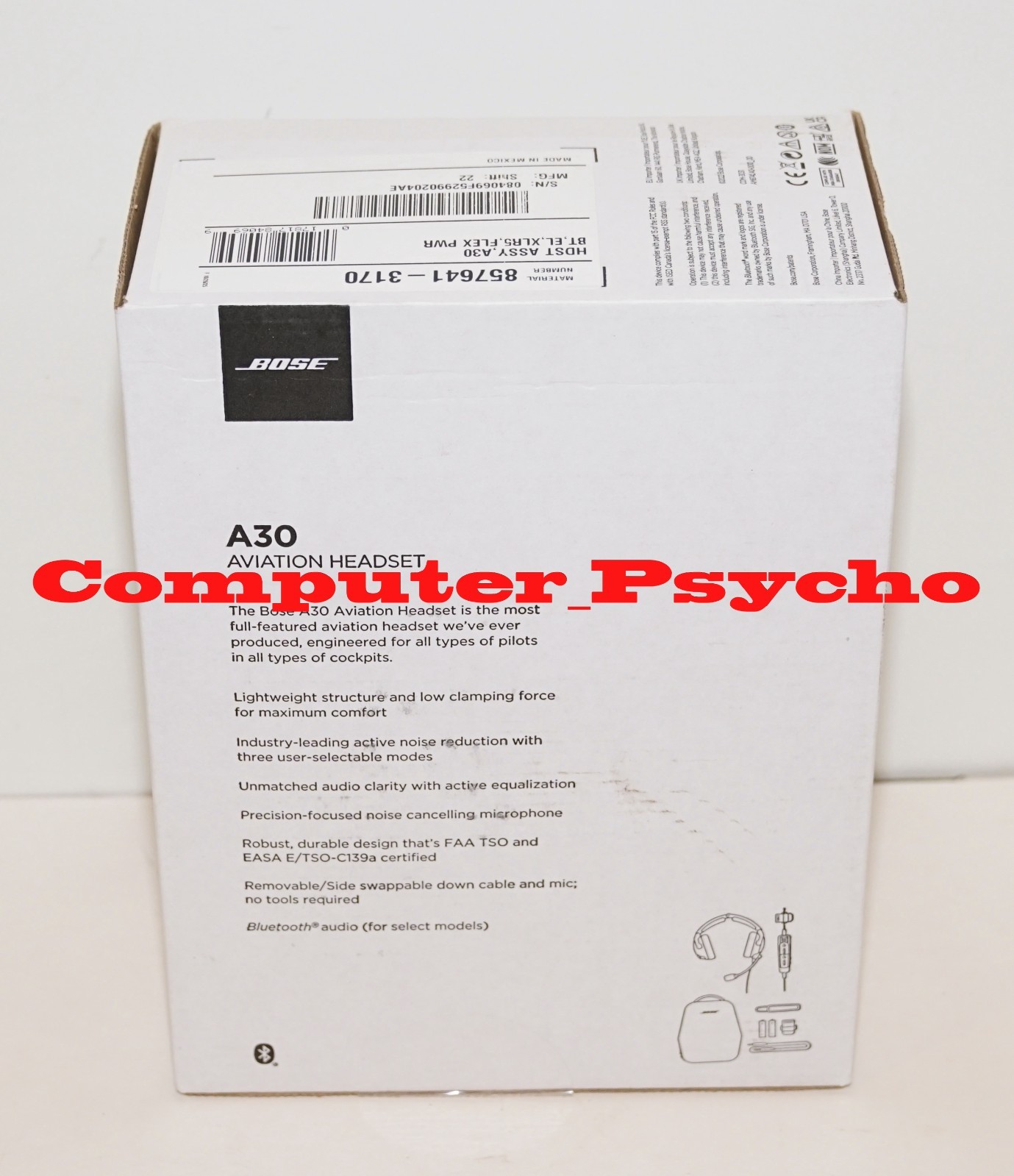 BOSE A30 857641-3170 AVIATION HEADSET BLUETOOTH AIRBUS XLR 5 PIN FLEX POWER