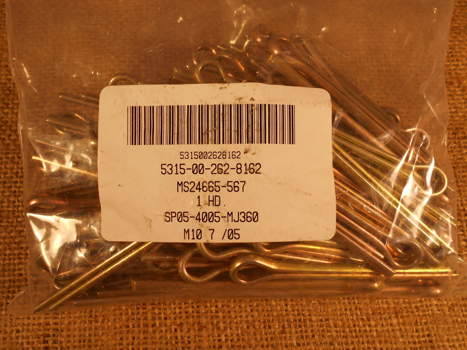 7/32 x 2-1/2″ cotter pins 100pcs MS24665-567 NSN 5315-00-262-8162