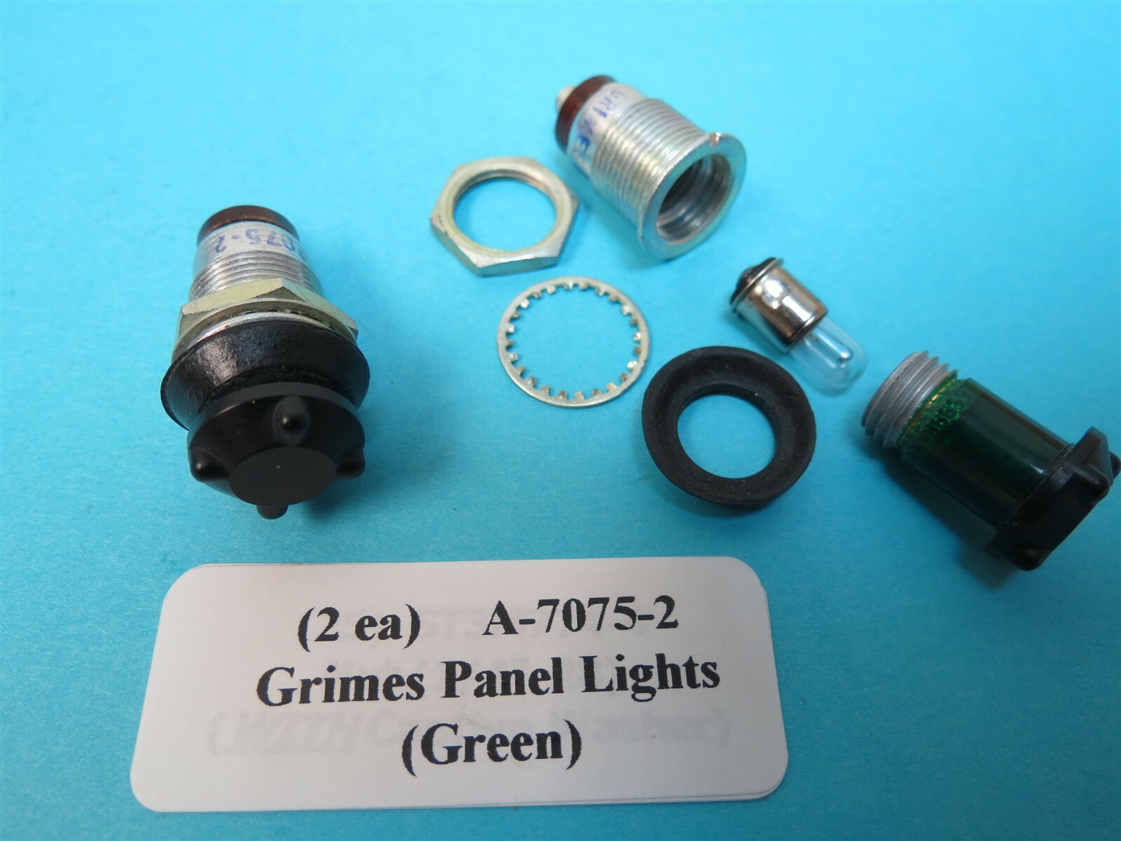(2) Grimes RARE Green Aircraft Instrument Panel Lights Bell Cessna Beech Piper