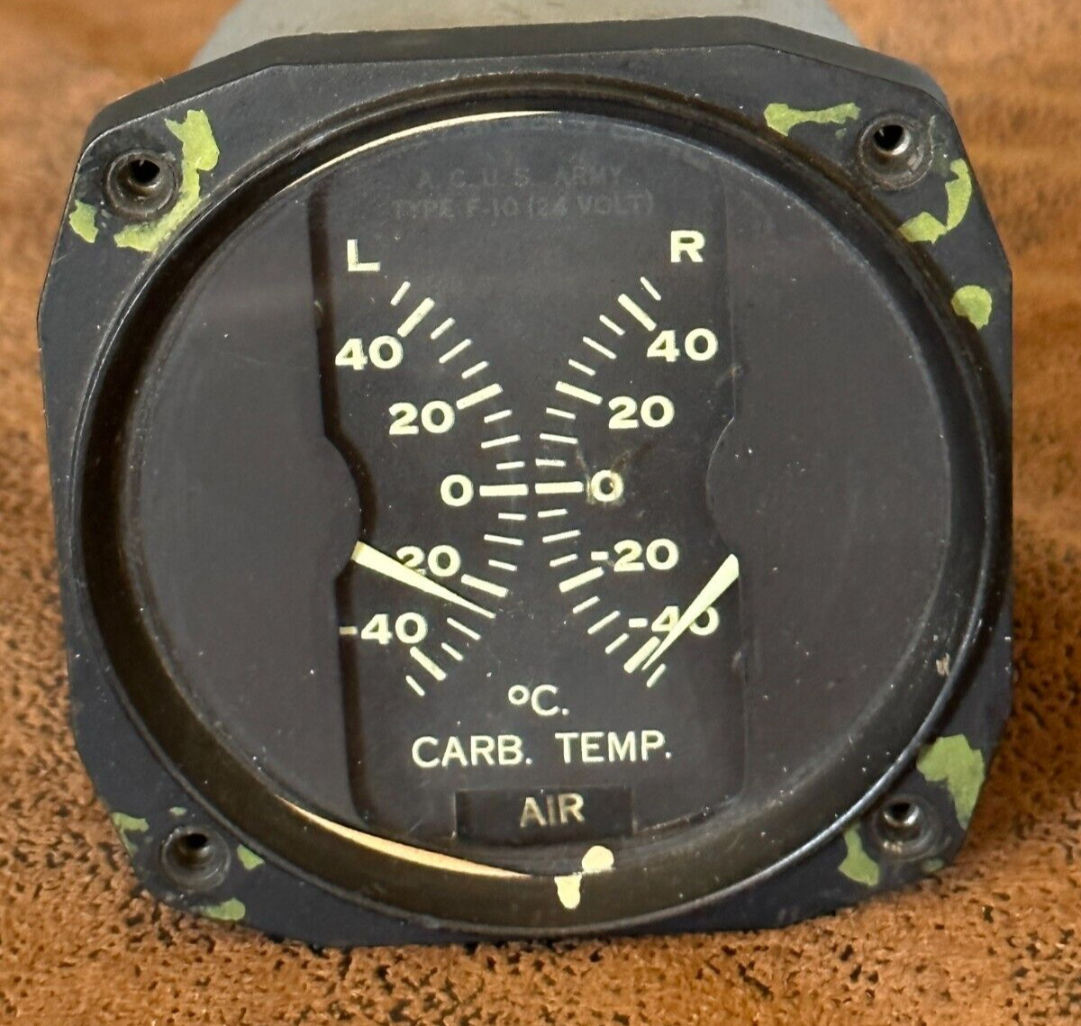 VTG Aviation Hickok Dual Carburetor Air Temp Instrument Gauge US Army