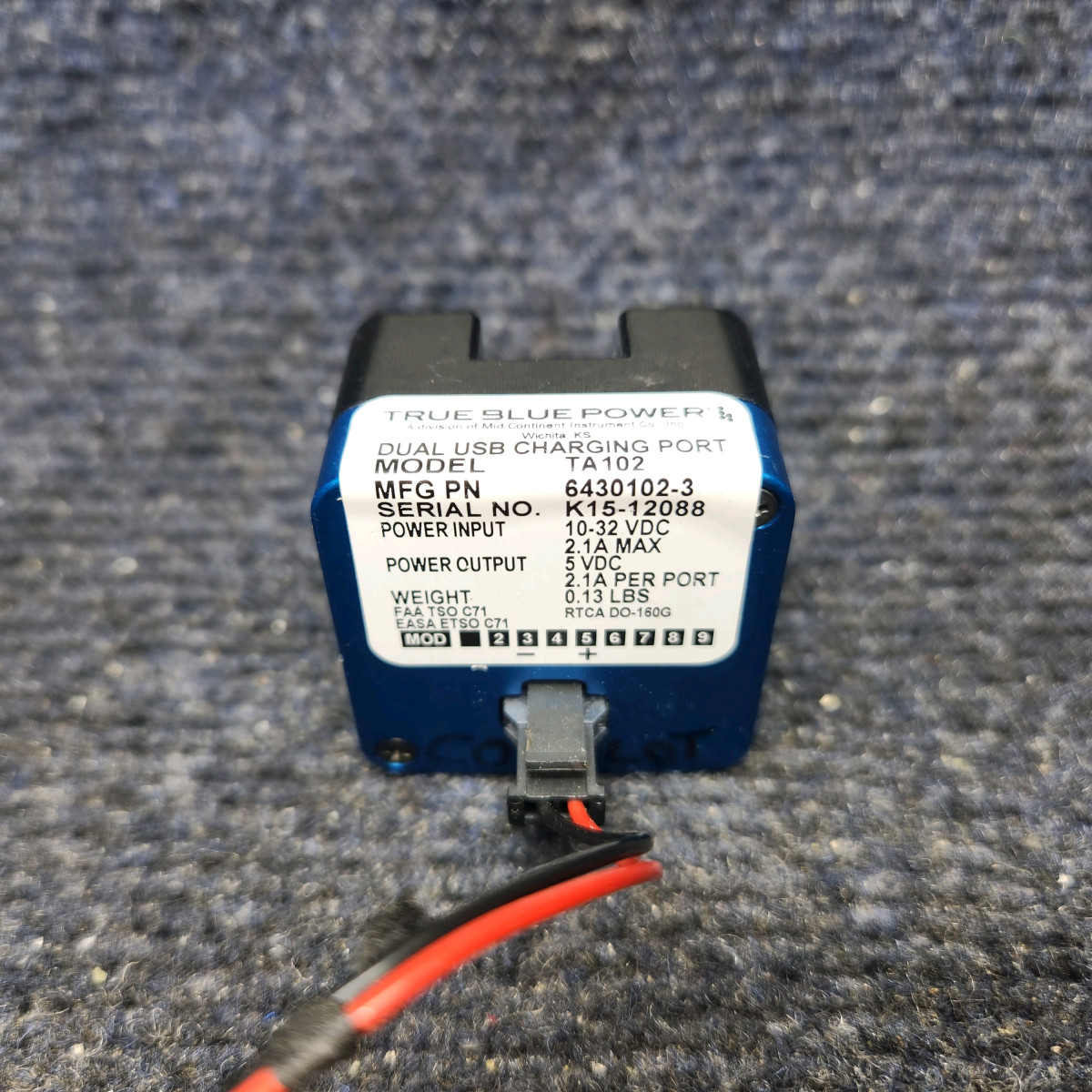 6430102-3 | Mid-Continent TA102 | Dual USB Charging Port w Mod (10-32V, 2.1A)