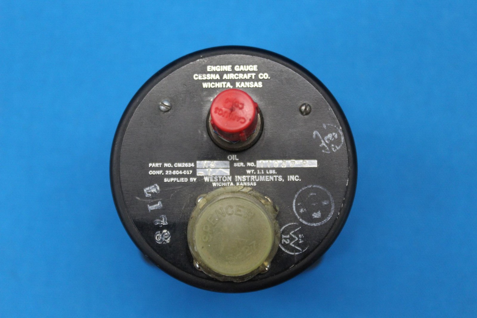 Used Cessna Weston 3 in 1 Engine Gauge Indicator, p/n CM2634N3 (28074)